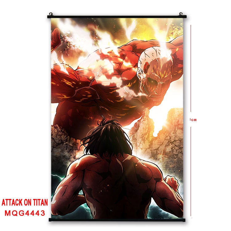 Shingeki no Kyojin black Plastic rod Cloth painting Wall Scroll 60X90CM MQG-4443