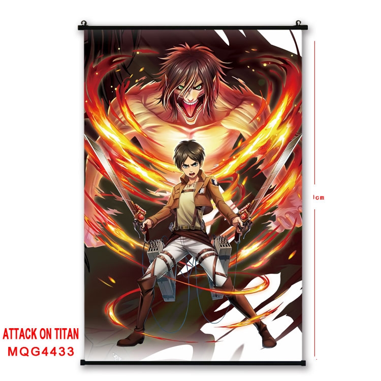 Shingeki no Kyojin black Plastic rod Cloth painting Wall Scroll 60X90CM MQG-4433