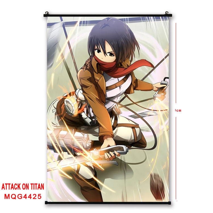 Shingeki no Kyojin black Plastic rod Cloth painting Wall Scroll 60X90CM MQG-4425