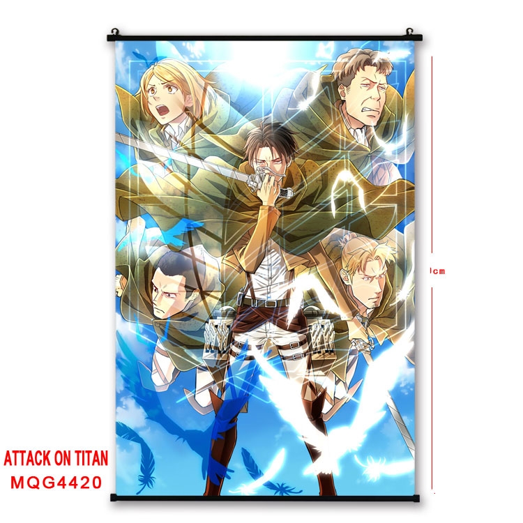 Shingeki no Kyojin black Plastic rod Cloth painting Wall Scroll 60X90CM  MQG-4420