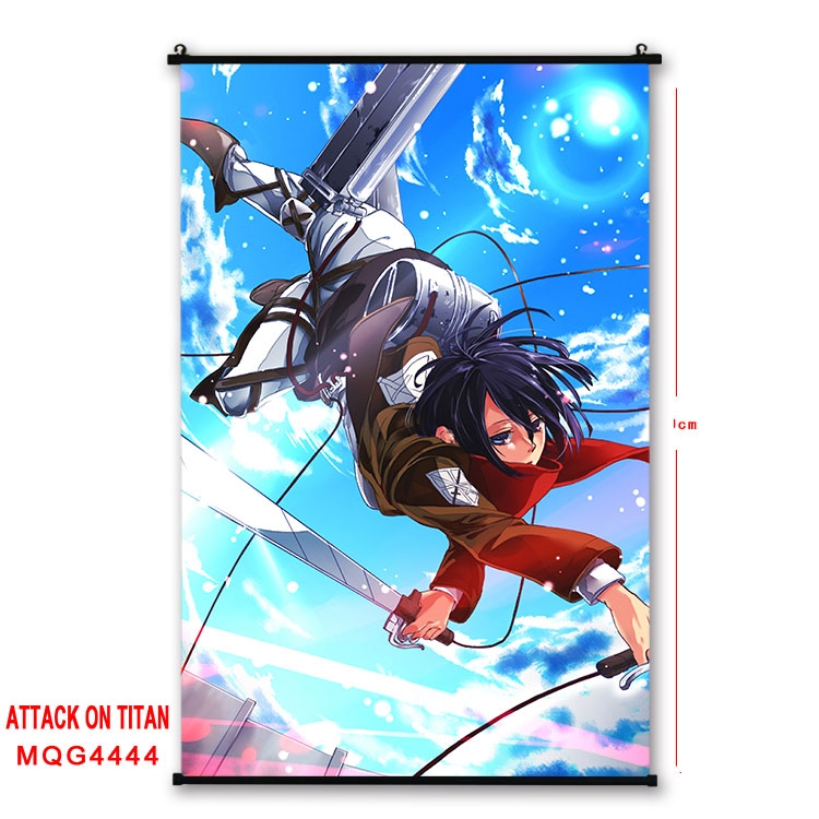 Shingeki no Kyojin black Plastic rod Cloth painting Wall Scroll 60X90CM MQG-4444