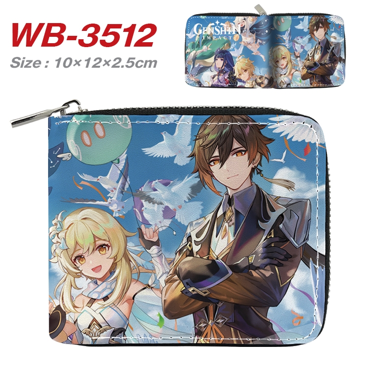 Genshin Impact Anime Full Color Short All Inclusive Zipper Wallet 10x12x2.5cm WB-3512A