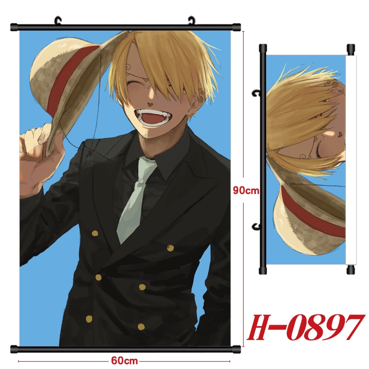 One Piece  Anime Black Plastic Rod Canvas Painting 60X90CM H0897