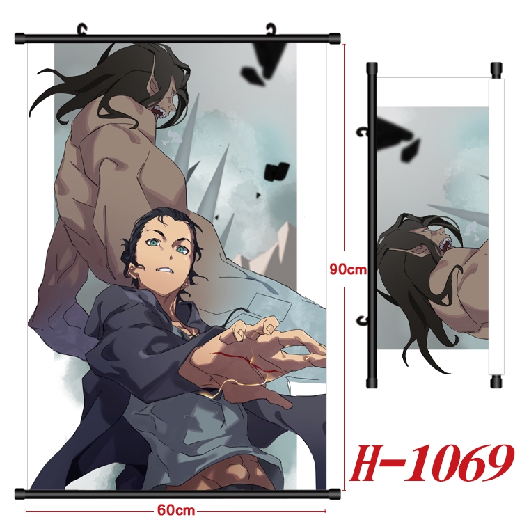 Shingeki no Kyojin  Anime Black Plastic Rod Canvas Painting 60X90CM H1069