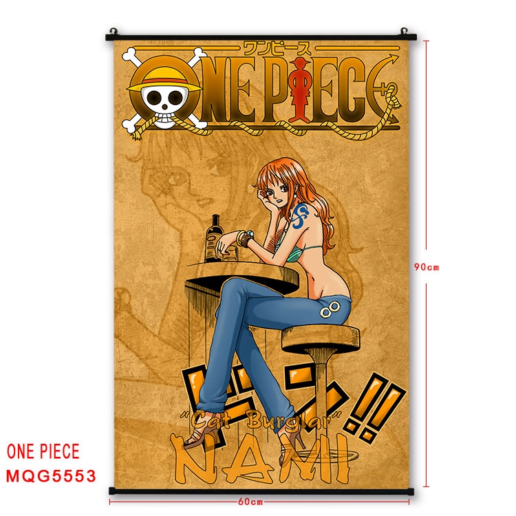 One Piece black Plastic rod Cloth painting Wall Scroll 60X90CM MQG-5553