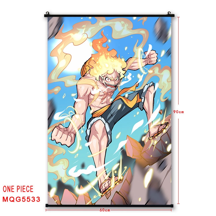 One Piece black Plastic rod Cloth painting Wall Scroll 60X90CM  MQG-5533
