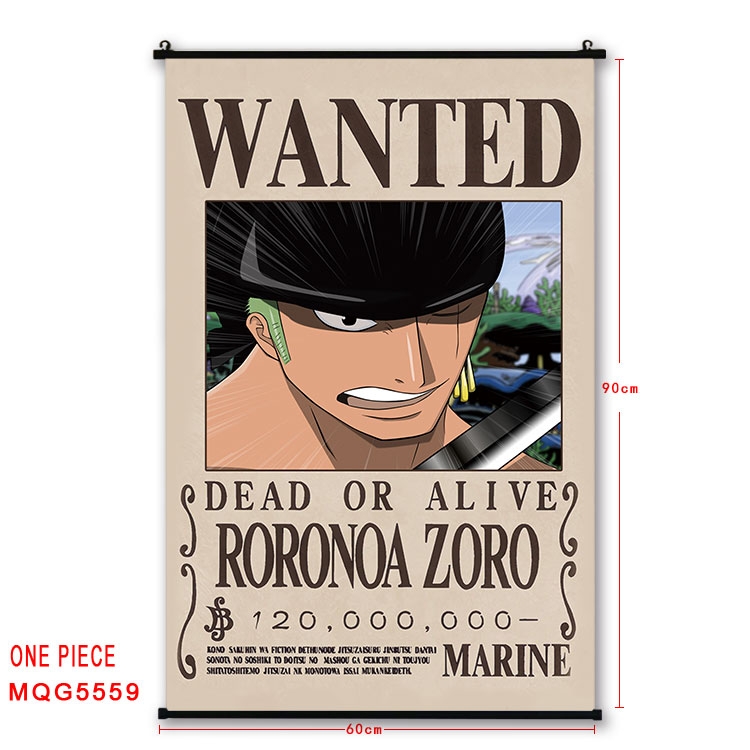 One Piece black Plastic rod Cloth painting Wall Scroll 60X90CM MQG-5559