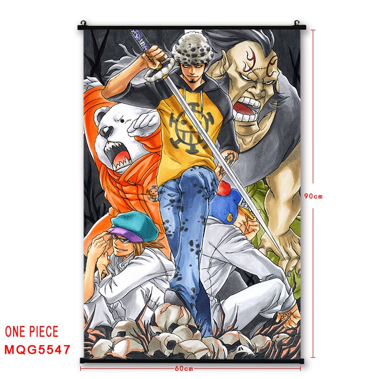 One Piece black Plastic rod Cloth painting Wall Scroll 60X90CM   MQG-5547
