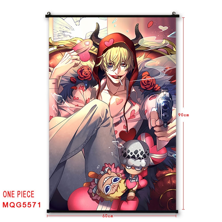 One Piece black Plastic rod Cloth painting Wall Scroll 60X90CM MQG-5571