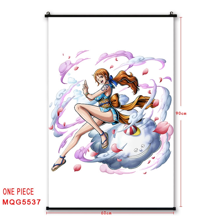 One Piece black Plastic rod Cloth painting Wall Scroll 60X90CM MQG-5537