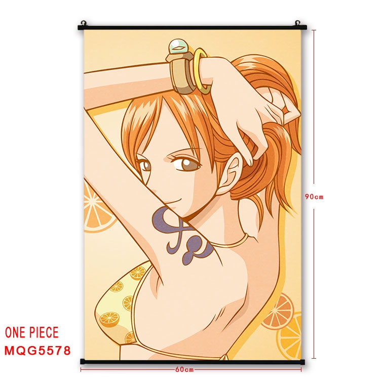 One Piece black Plastic rod Cloth painting Wall Scroll 60X90CM MQG-5578