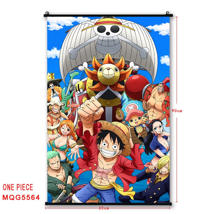 One Piece black Plastic rod Cloth painting Wall Scroll 60X90CM  MQG-5564