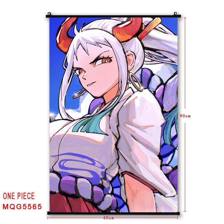 One Piece black Plastic rod Cloth painting Wall Scroll 60X90CM  MQG-5565