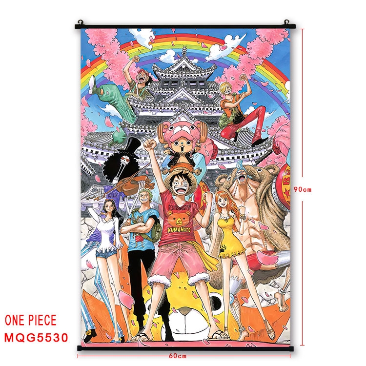 One Piece black Plastic rod Cloth painting Wall Scroll 60X90CM MQG-5530
