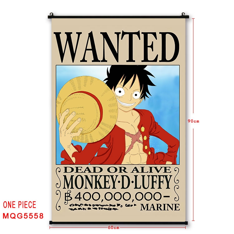 One Piece black Plastic rod Cloth painting Wall Scroll 60X90CM  MQG-5558