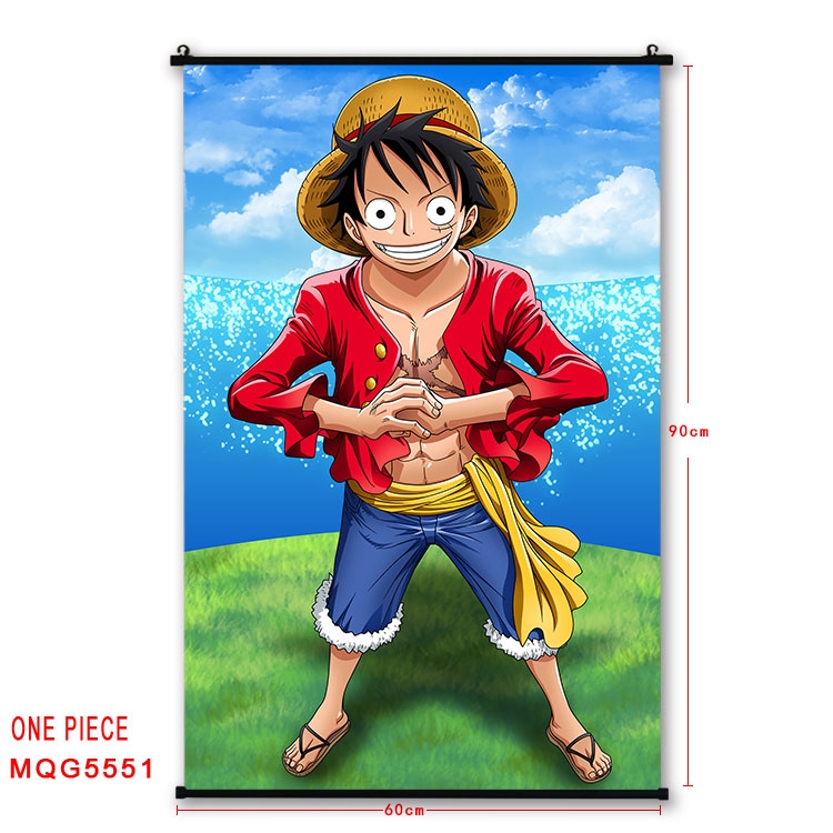 One Piece black Plastic rod Cloth painting Wall Scroll 60X90CM MQG-5551