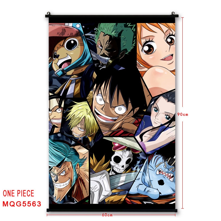 One Piece black Plastic rod Cloth painting Wall Scroll 60X90CM  MQG-5563