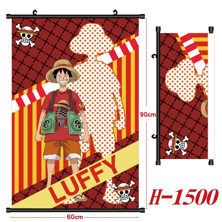 One Piece Anime Black Plastic Rod Canvas Painting 60X90CM H-1500