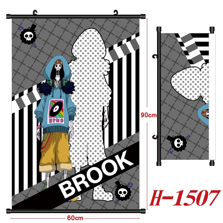 One Piece Anime Black Plastic Rod Canvas Painting 60X90CM H-1507