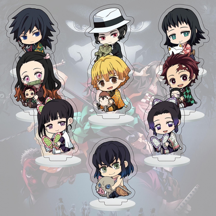  Demon Slayer Kimets Anime Character acrylic Small Standing Plates  Keychain 6cm a set of 9 B024  