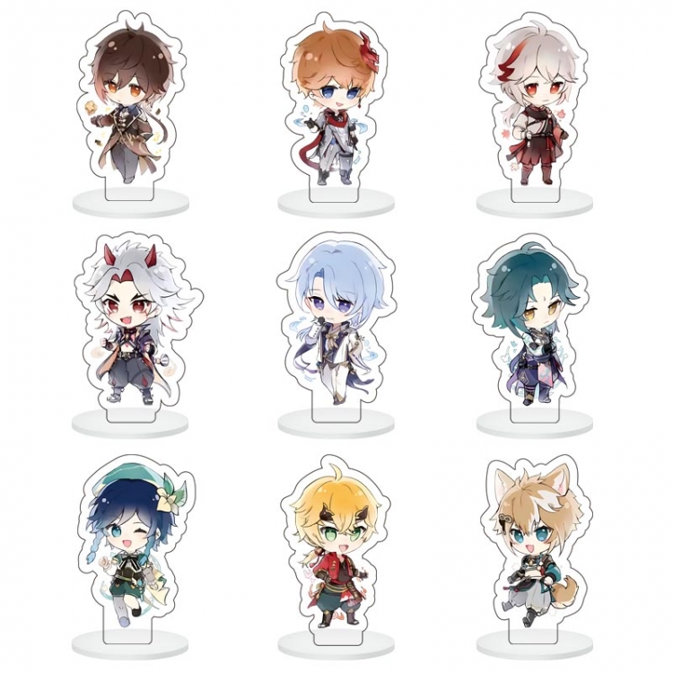 Genshin Impact Anime Character acrylic Small Standing Plates  Keychain 6cm a set of 9 B015 