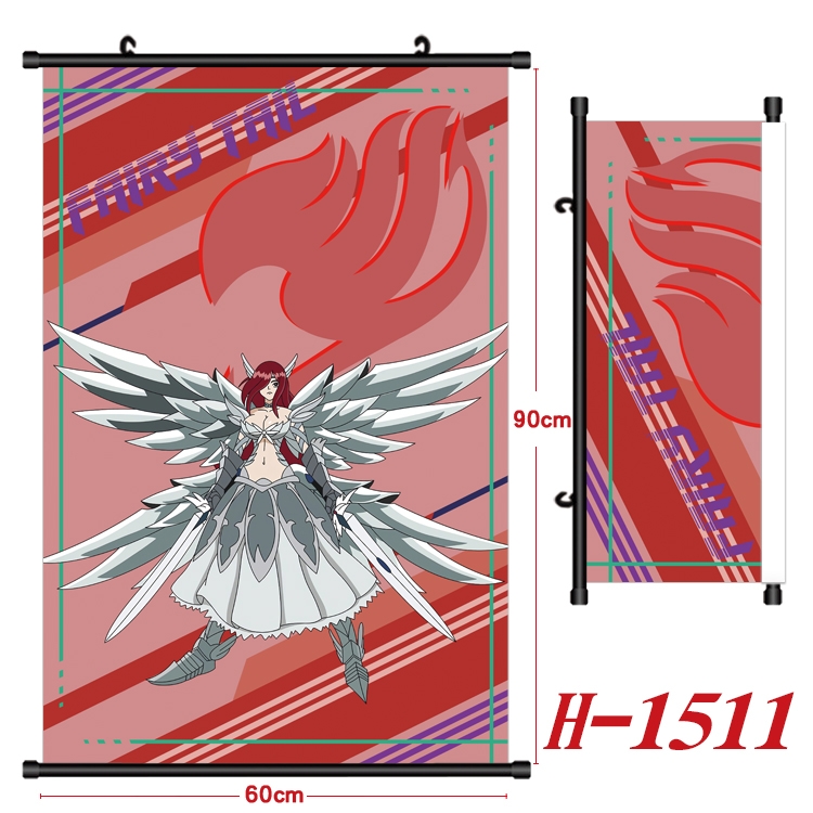 Fairy tail Anime Black Plastic Rod Canvas Painting 60X90CM H-1511