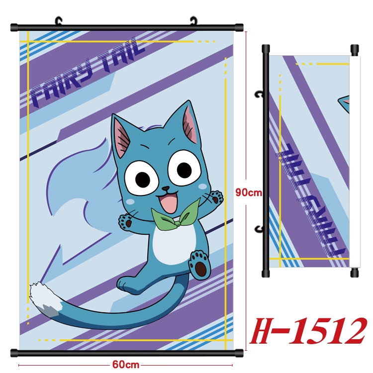 Fairy tail Anime Black Plastic Rod Canvas Painting 60X90CM H-1512