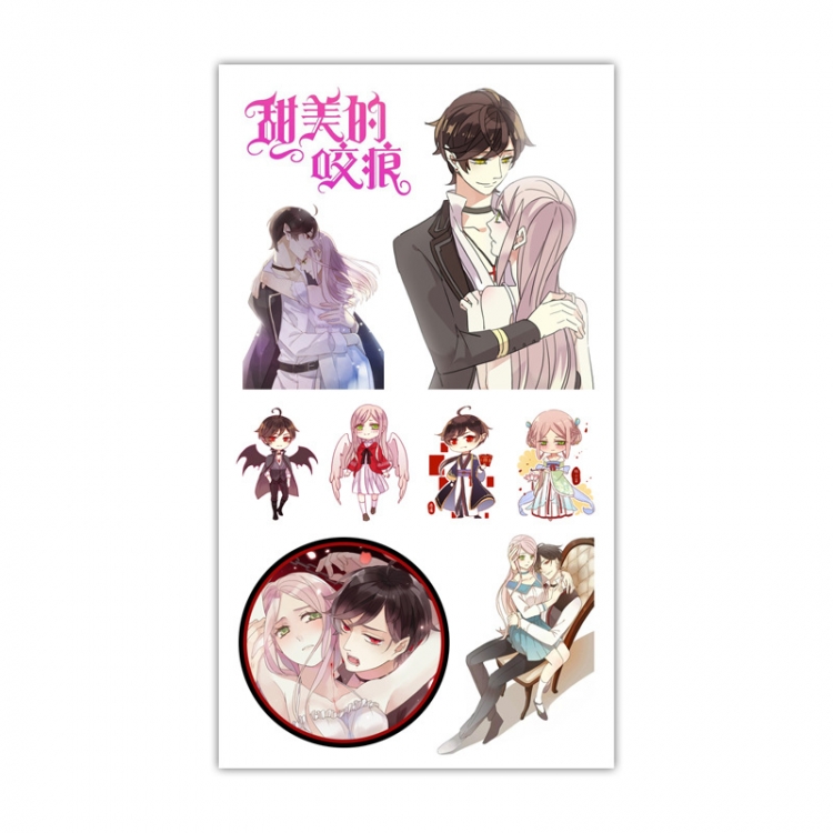 Sweet bite marks Anime Mini Tattoo Stickers Personality Stickers 10.6X6.1CM 100 pieces from the batch