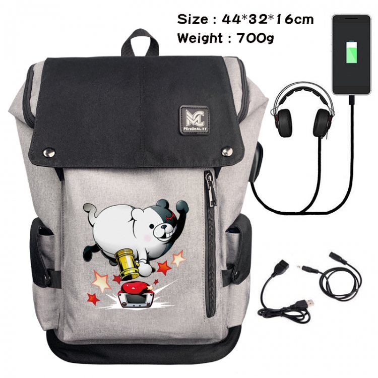 Dangan-Ronpa Anime Anti-theft Canvas Bucket Backpack School Bag 44X32X16CM