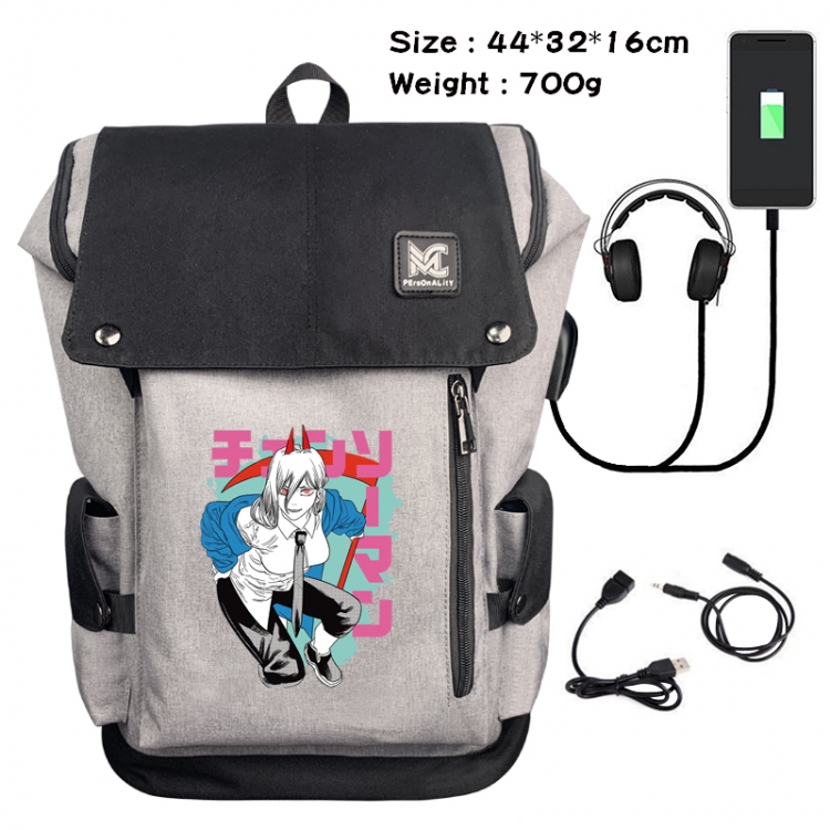 Chainsaw Man  Anime Anti-theft Canvas Bucket Backpack School Bag 44X32X16CM