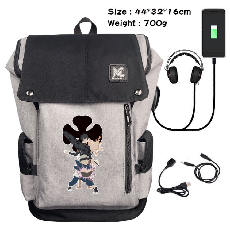 Black Clover Anime Anti-theft Canvas Bucket Backpack School Bag 44X32X16CM