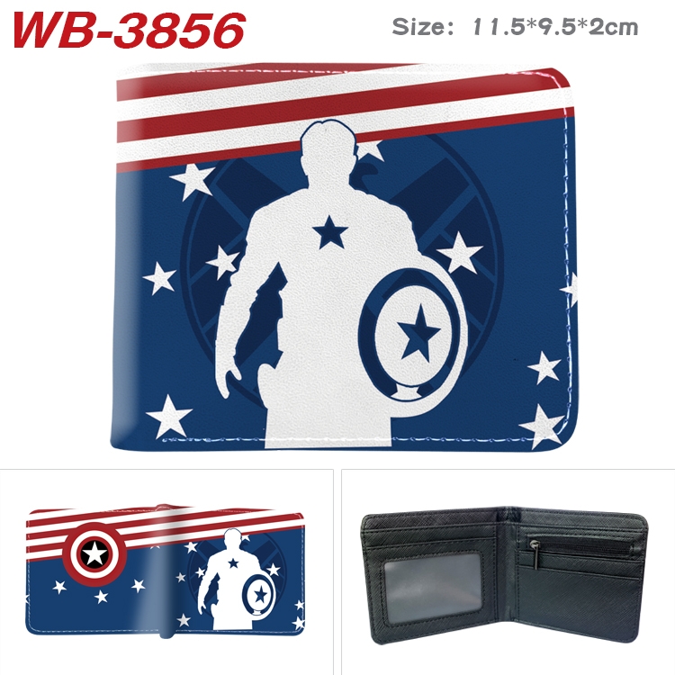 Super hero Anime color book two-fold leather wallet 11.5X9.5X2CM WB-3856A