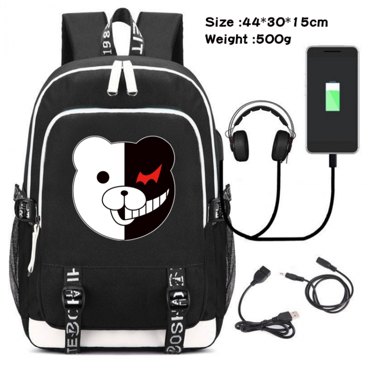 Dangan-Ronpa Anime Double Zipper Data Backpack School Bag 44X30X15CM
