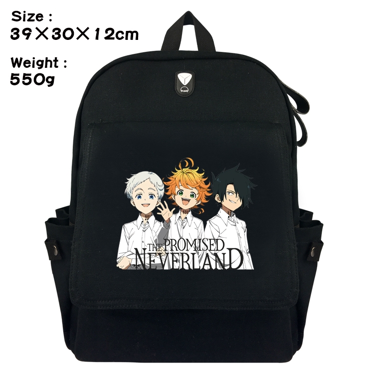 The Promised Neverla Anime Canvas Headphone Hole Flip Backpack School Bag 39X30X12CM