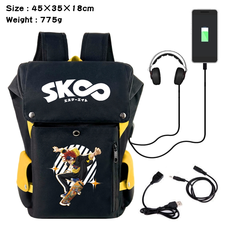 SK∞ Anime anti-theft color matching data cable backpack school bag 45X35X18CM