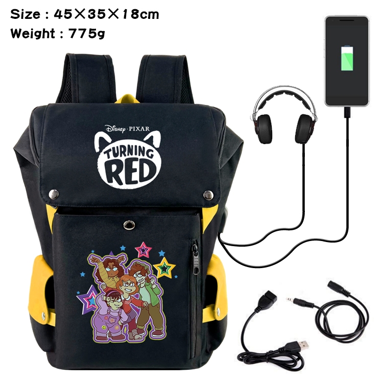 Turning Red Outdoor Anime anti-theft color matching data cable backpack school bag 45X35X18CM