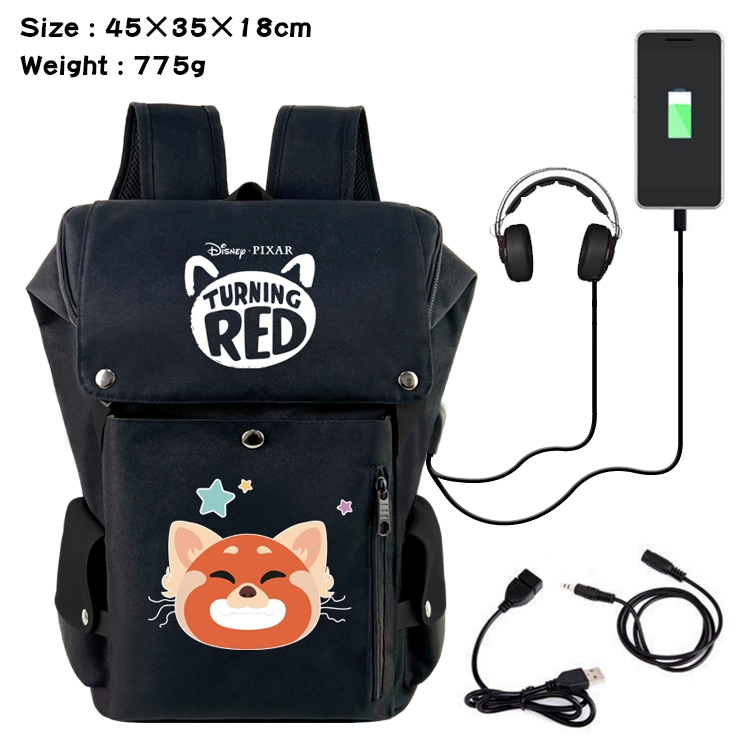 Turning Red Outdoor Anime anti-theft color matching data cable backpack school bag 45X35X18CM