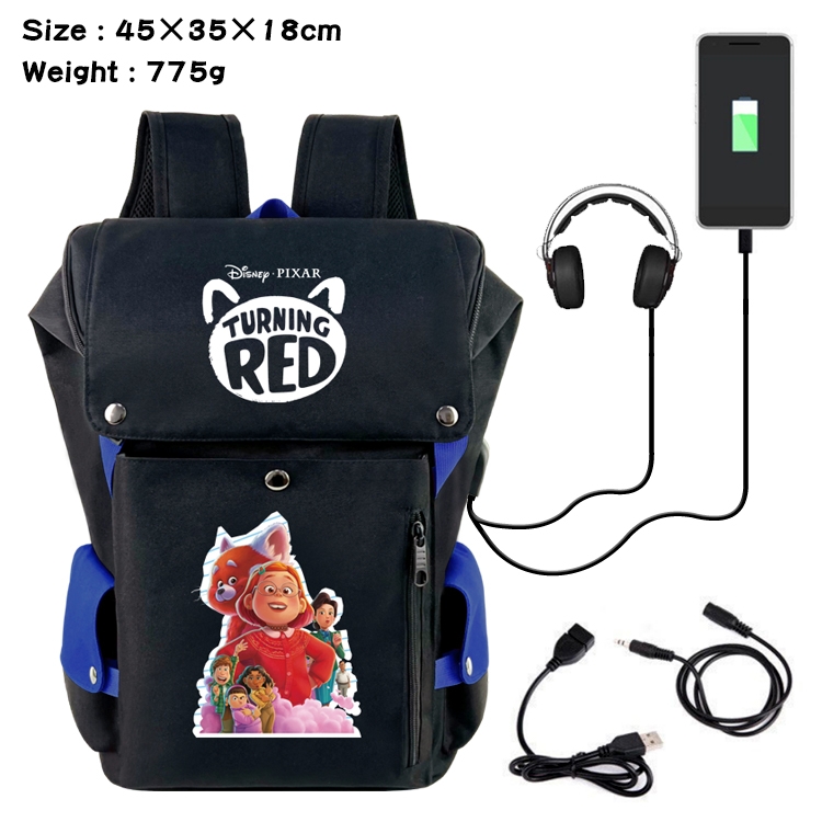 Turning Red Outdoor Anime anti-theft color matching data cable backpack school bag 45X35X18CM