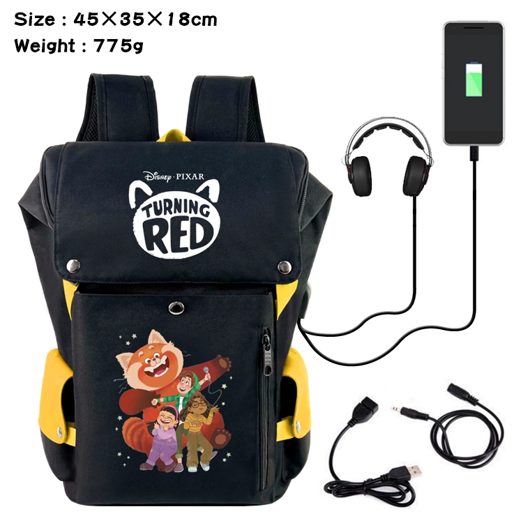Turning Red Outdoor Anime anti-theft color matching data cable backpack school bag 45X35X18CM