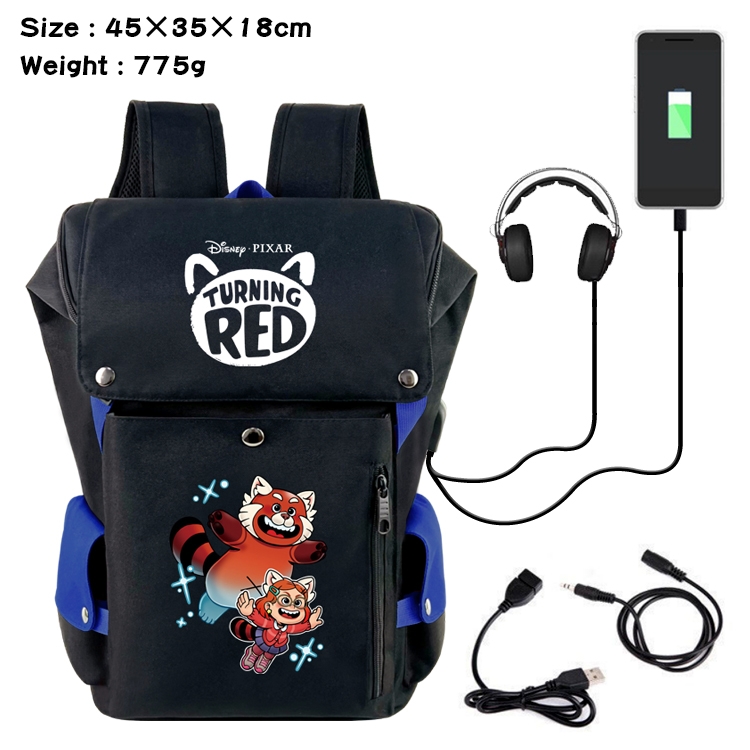 Turning Red Outdoor Anime anti-theft color matching data cable backpack school bag 45X35X18CM