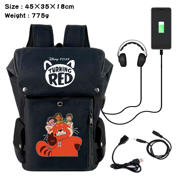 Turning Red Outdoor Anime anti-theft color matching data cable backpack school bag 45X35X18CM