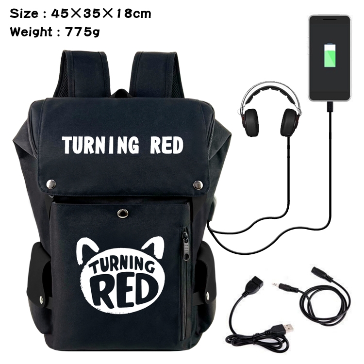 Turning Red Outdoor Anime anti-theft color matching data cable backpack school bag 45X35X18CM