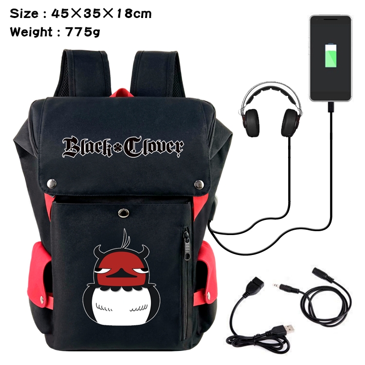 Black Clover Anime anti-theft color matching data cable backpack school bag 45X35X18CM