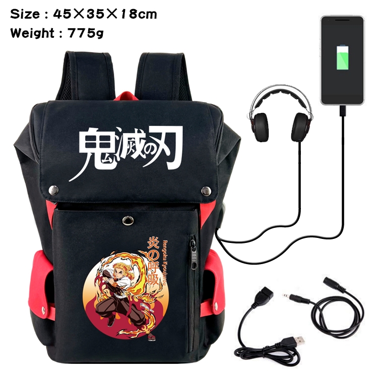 Demon Slayer Kimets Anime anti-theft color matching data cable backpack school bag 45X35X18CM