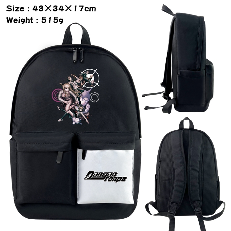 Dangan-Ronpa Anime Black and White Double Spell Waterproof Nylon Backpack 43X34X17CM