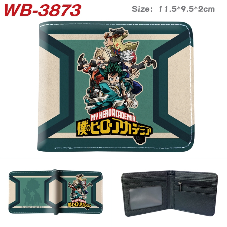 My Hero Academia Anime color book two-fold leather wallet 11.5X9.5CM WB-3873A