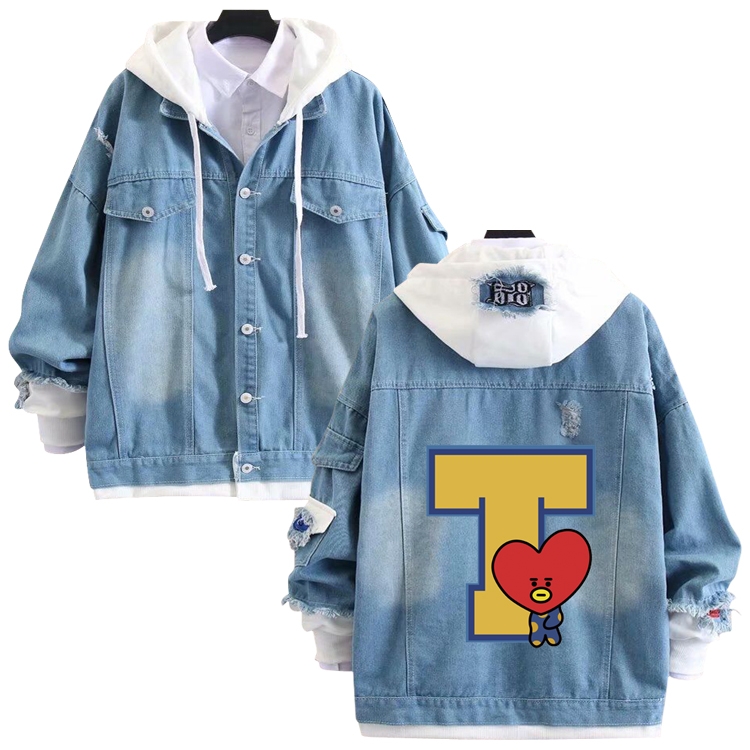 BTS Movie star stitching denim jacket top sweater from S to 4XL