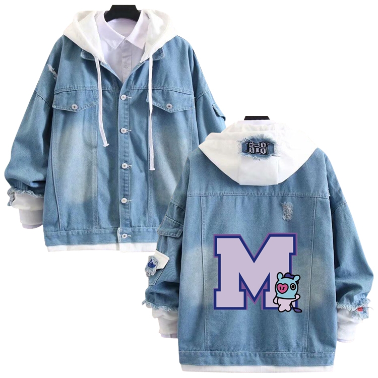 BTS Movie star stitching denim jacket top sweater from S to 4XL