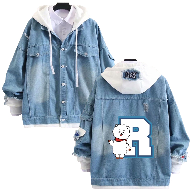 BTS Movie star stitching denim jacket top sweater from S to 4XL