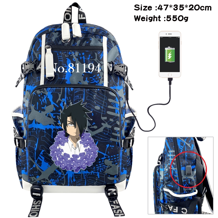 The Promised Neverla Anime Digital Printing Camouflage Trend Large Backpack 47X35X20CM